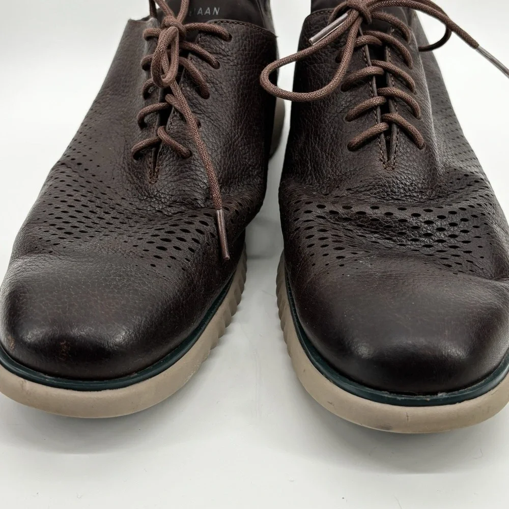Cole Haan Grand.os Brown Leather Nubuck Casual Dress Oxfords Men's  10.5M LaceUp